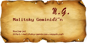 Malitsky Geminián névjegykártya